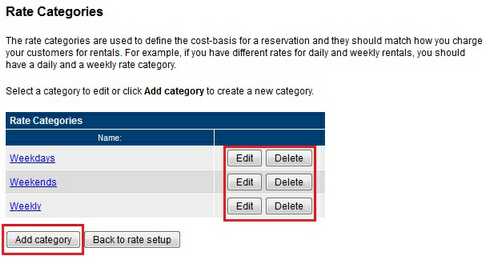 Rate Category List